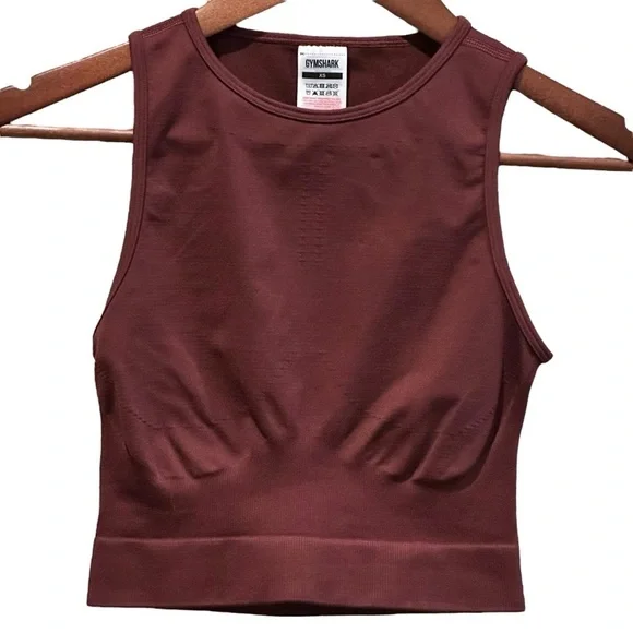 GYMSHARK Sweat Seamless Midi Tank Baked Maroon Women’s Size XS - Picture 3 of 7